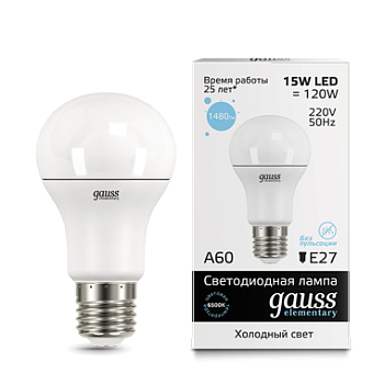 Лампа светодиодная LED-A60 15Вт E27 6500K 1480Лм Elementary GAUSS в Иркутске
