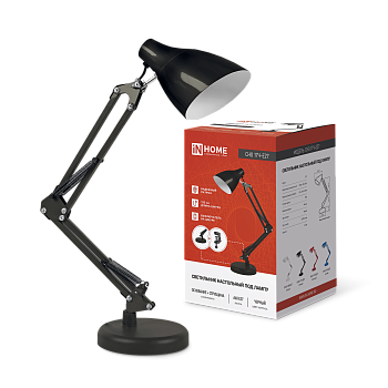 Светильник настольный под лампу на основании + струбцина СНО 17Ч-E27 230В ЧЕРНЫЙ IN HOME в Иркутске