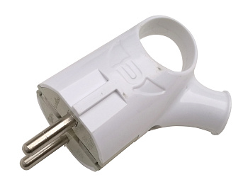 Вилка угловая с кольцом с заземлением 16А белая 4120 IN HOME в Иркутске
