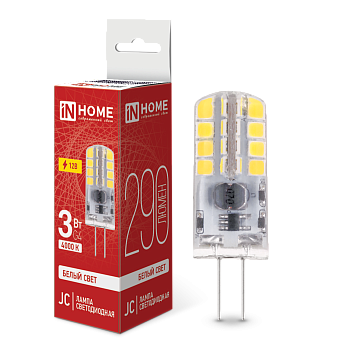 Лампа светодиодная LED-JC 3Вт 12В G4 4000К 290Лм IN HOME в Иркутске