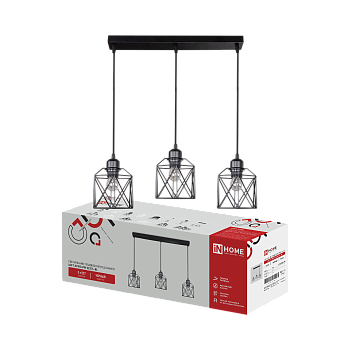 Светильник подвесной под лампу LOFT ATIKO-PN-3E27L-BL 3хЕ27 подвес 1м линейная база черный IN HOME в Иркутске