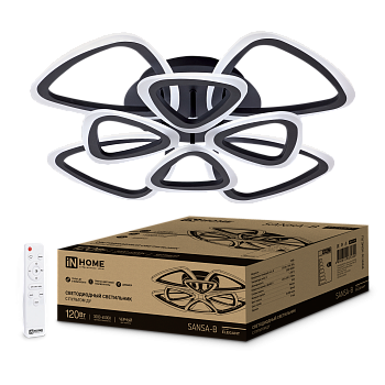 Светильник светодиодный ELEGANT SANSA-B 120Вт 230В 3000-6500K 8400Лм 650х650х130мм c пультом ДУ черный IN HOME в Иркутске