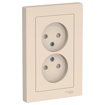 Розетка двойная AtlasDesign SE со шторками бежевая в сборе в Иркутске
