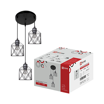 Светильник подвесной под лампу LOFT ATIKO-PN-3E27R-BL 3хЕ27 подвес 1м круглая база черный IN HOME в Иркутске