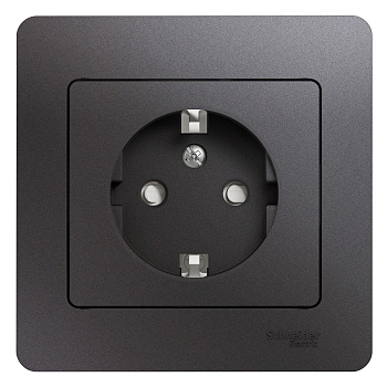 Розетка одинарная Glossa SE с заземлением со шторками графит в Иркутске