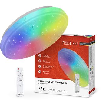 Светильник светодиодный COMFORT FROST-RGB 75Вт 230В 3000-6500K 4400Лм 495x85мм с пультом дистанционного управления IN HOME в Иркутске