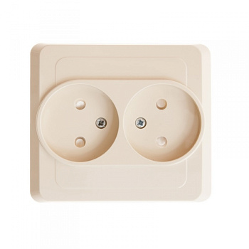 Розетка двойная ЭТЮД SE со шторками крем в Иркутске