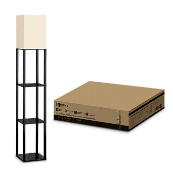 Светильник напольный под лампу ТНО 06КВUSB-Е27-NB 230В 2хUSB-C бежевый абажур, черный корпус IN HOME в Иркутске