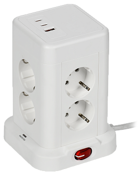 Удлинитель DOMINIC У08K 1,5м 3х1мм2 USB A+C 20Вт белый IEK в Иркутске
