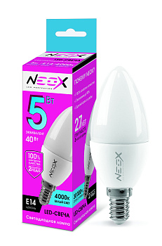 Лампа светодиодная LED-СВЕЧА 5Вт 230В Е14 4000К 400Лм NEOX в Иркутске