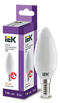 Лампа LED C35 свеча матовая 7Вт 230В 3000К E14 серия 360° IEK в Иркутске