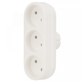 Тройник электрический линейный 6-10 А без заземления белый REXANT в Иркутске