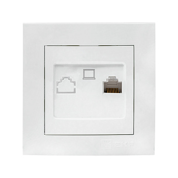 Розетка компьютерная одинарная Валенсия EKF белая в Иркутске