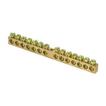 Шина PEN "ноль-земля" (6х9мм) 14 отверстий латунь крепеж по центру EKF PROxima в Иркутске