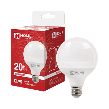 Лампа светодиодная LED-GL95-VC 20Вт 230В Е27 4000К 2000Лм 95мм IN HOME в Иркутске