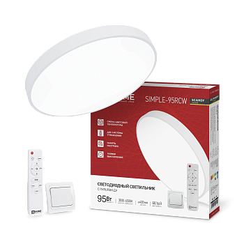 Светильник светодиодный SCANDY SIMPLE-95RCW 95Вт 230В 3000-6500K 7600Лм 400x50мм с пультом ДУ белый IN HOME в Иркутске