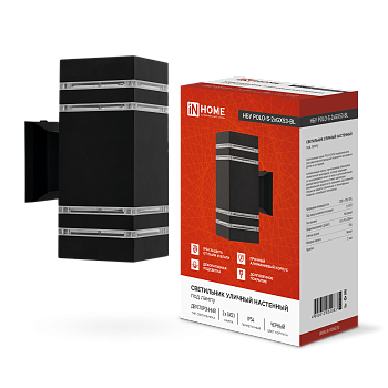 Светильник уличный настенный двусторонний НБУ POLO-S-2xGX53-BL алюминиевый черный IP54 IN HOME в Иркутске