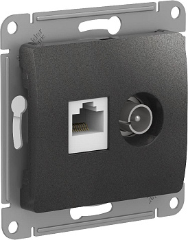 Розетка двойная ТВ+компьютерная RJ45, категории 5Е Glossa SE антрацит в Иркутске