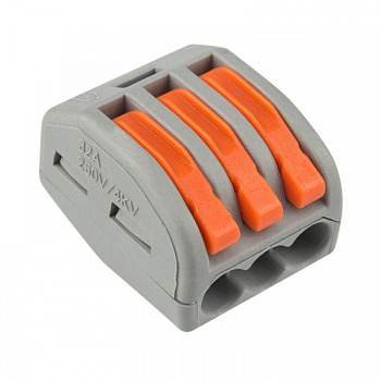 Универсальная клемма 3-проводная, серая (0,08-2,5/4 мм²) (50 шт./уп.) REXANT в Иркутске