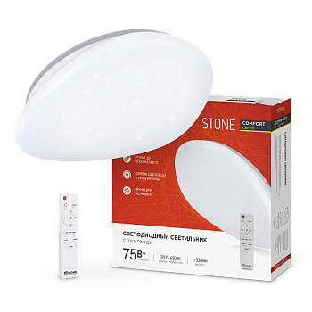 Светильник светодиодный COMFORT STONE 75Вт 230В 3000-6500K 6000Лм 530x105мм с пультом ДУ IN HOME в Иркутске