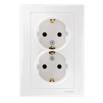 Розетка двойная SEDNA Schneider Electric с заземлением белая в Иркутске