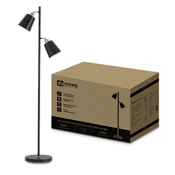 Светильник напольный под лампу ТНО 01-2-2хЕ27Ч 230В черный плафон, черный корпус IN HOME в Иркутске