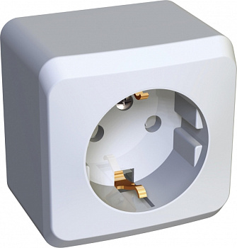 Розетка одинарная ЭТЮД SE накладная со шторками с заземлением белая в Иркутске