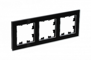 Рамка тройная AtlasDesign Nature SE стекло черная в Иркутске