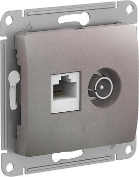 Розетка двойная ТВ+компьютерная RJ45, категории 5Е Glossa SE платина в Иркутске
