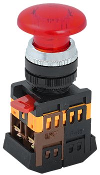 Кнопка AELA22 "Грибок" красная d22мм неон 240В 1з+1р IEK в Иркутске