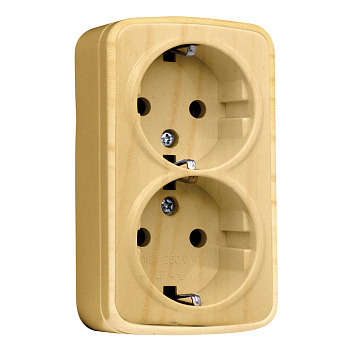 Розетка 2-местная ОП Минск 16А с заземлением светлое дерево EKF в Иркутске