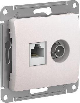 Розетка двойная ТВ+компьютерная RJ45, категории 5Е Glossa SE перламутр в Иркутске