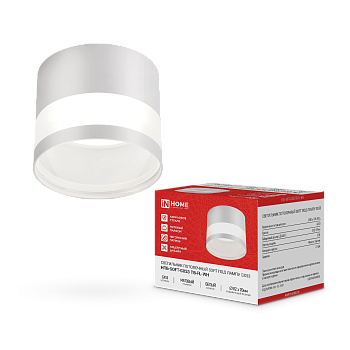 Светильник потолочный НПБ-SOFT-GX53 ТB-FL-WH под GX53 матовый плафон, 82х70мм белый IN HOME в Иркутске