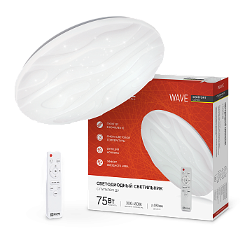 Светильник светодиодный COMFORT WAVE 75Вт 230В 3000-6500K 6000Лм 490x85мм с пультом ДУ IN HOME в Иркутске