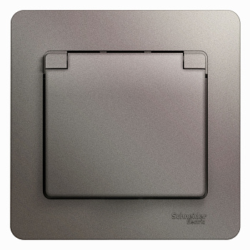 Розетка одинарная Glossa SE со шторками с крышкой с заземлением платина в сборе в Иркутске