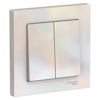 Выключатель двухклавишный AtlasDesign SE жемчуг в сборе в Иркутске