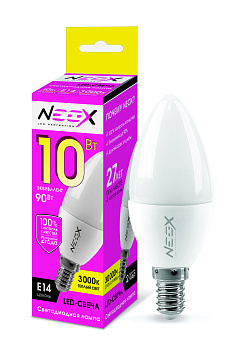 Лампа светодиодная LED-СВЕЧА 10Вт 230В Е14 3000К 800Лм NEOX в Иркутске
