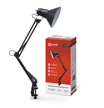 Светильник настольный под лампу на струбцине СНС 13Ч-E27 230В ЧЕРНЫЙ IN HOME в Иркутске