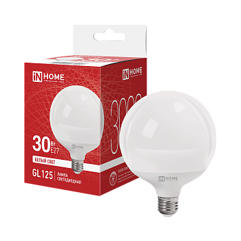 Лампа светодиодная LED-GL125-VC 30Вт 230В Е27 4000К 3000Лм 125мм IN HOME в Иркутске
