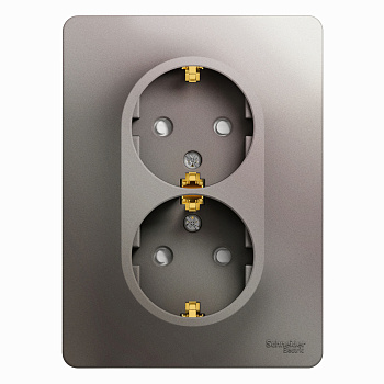 Розетка двойная Glossa SE с заземлением со шторками платина в сборе в Иркутске