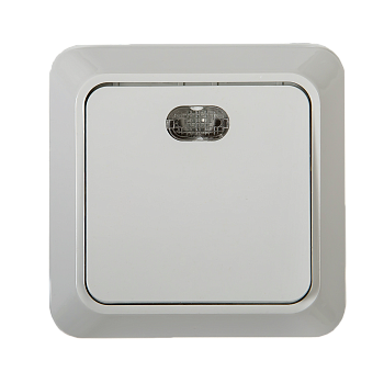 Выключатель одноклавишный с подсветкой BOLLETO белый накладной 7121 IN HOME в Иркутске