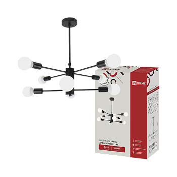 Светильник потолочный под лампу LOFT SPUTNIK-8E27-BL 8хЕ27 черный IN HOME в Иркутске