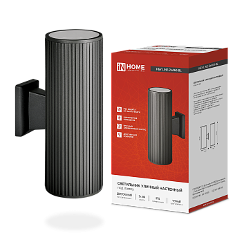 Светильник уличный настенный двусторонний НБУ LINE-2хA60-BL алюминиевый черный IP54 IN HOME в Иркутске