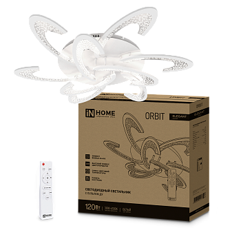 Светильник светодиодный ELEGANT ORBIT 120Вт 230В 3000-6500K 8400Лм 925х810х120мм c пультом ДУ белый IN HOME в Иркутске