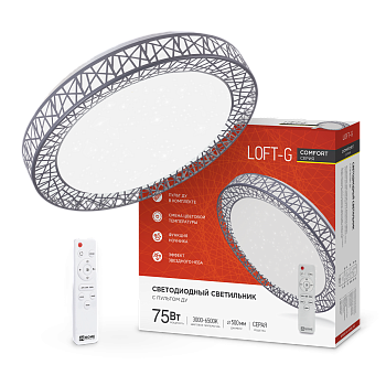 Светильник светодиодный COMFORT LOFT-G 75Вт 230В 3000-6500K 6000Лм 500x105мм с пультом ДУ IN HOME в Иркутске