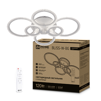 Светильник светодиодный ELEGANT BLISS-W-BG 120Вт 230В 3000-6500K 8400Лм 780х550х130мм пульт ДУ белый IN HOME в Иркутске