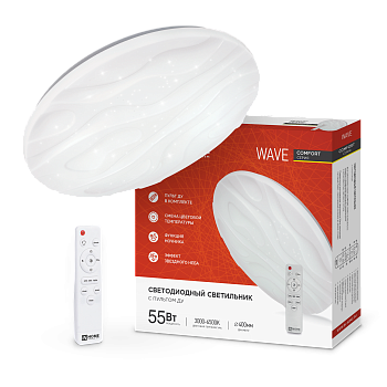 Светильник светодиодный COMFORT WAVE 55Вт 230В 3000-6500K 4400Лм 400x75мм с пультом ДУ IN HOME в Иркутске