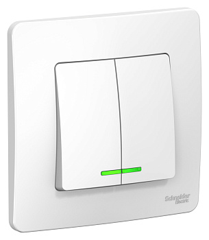 Выключатель двухклавишный BLANCA SE с подсветкой белый в Иркутске