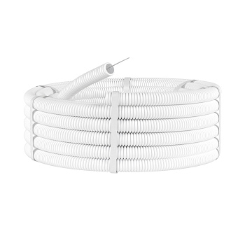 Труба гофрированная ПЛЛ d=50 мм (15 м) безгалогеновая с зондом белая DKC в Иркутске