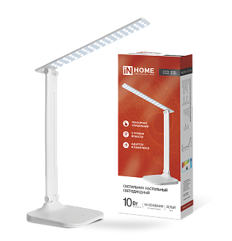 Светильник настольный светодиодный SIMPLE ССО-02Б 10Вт 625Лм сенсор, адаптер БЕЛЫЙ IN HOME в Иркутске